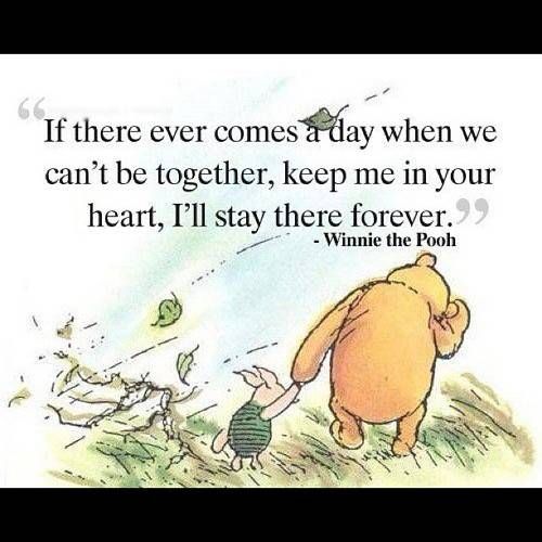 A poignant moment between Winnie the Pooh and Piglet; a nice way to cover your bases as you head into surgery